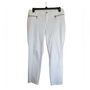 Michael Kors White Pants with Gold Logo Trim